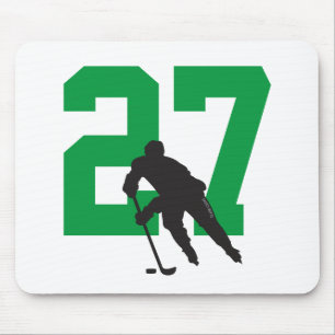 Personalised Hockey Player Number Green Mouse Pad