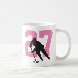 Personalised Hockey Player Number Pink Coffee Mug