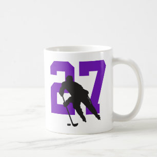 Personalised Hockey Player Number Purple Coffee Mug