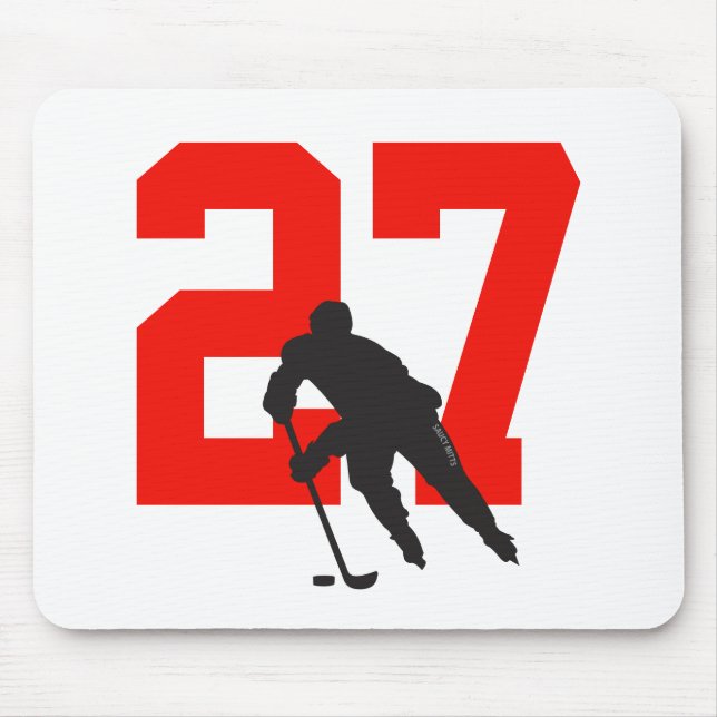 Personalised Hockey Player Number Red Mouse Pad (Front)