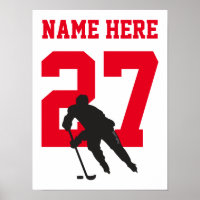 Personalised Hockey Player Number Red