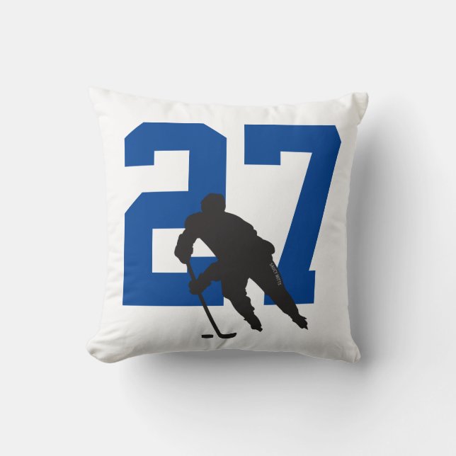Personalised Hockey Player Number Room Decor Cushion (Front)