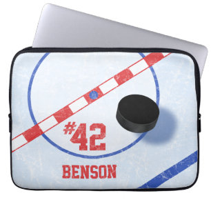 Personalised Hockey Players Centre Ice & Puck Laptop Sleeve