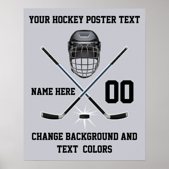 Personalised Hockey Posters, Your Text and Colours Poster (Front)