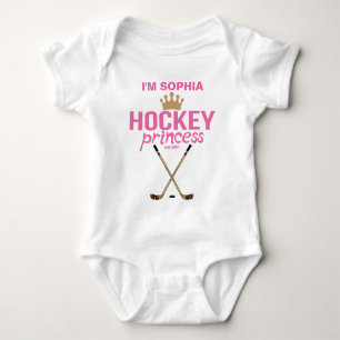 Personalised Hockey Princess Baby Girl Name Pink Bodysuit