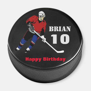 Personalised Hockey Puck Birthday Magnet