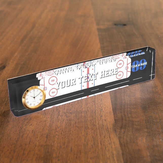 Personalised Hockey Rink Diagram Design on a Nameplate (Side)