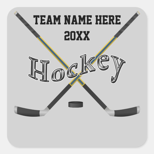 Personalised Hockey Stickers Your Text and Colours (Front)