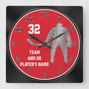 Personalised Hockey Team Gifts YOUR TEXT, COLORS Square Wall Clock