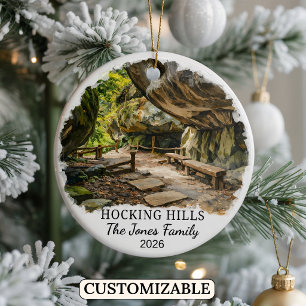 Personalised Hocking Hills State Park, Custom Ohio Ceramic Ornament
