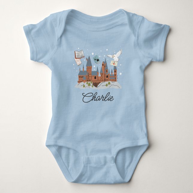 Personalised Hogwarts Castle Baby Bodysuit (Front)