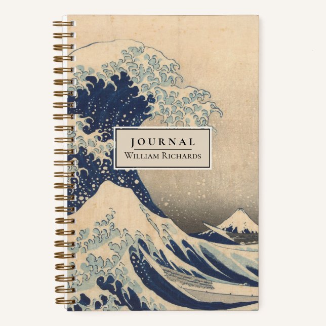 Personalised Hokusai Great Wave Dotted Journal (Front)