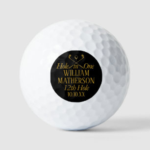 Personalised Hole in One Black And Gold Golf Balls