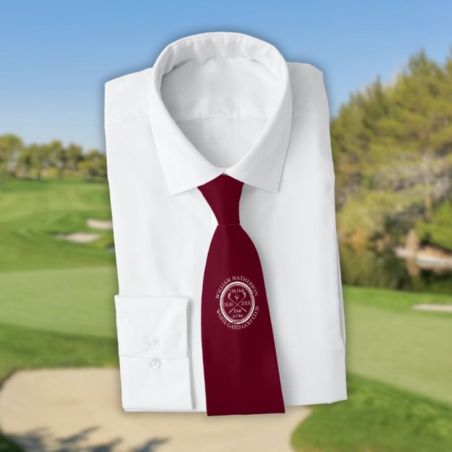 Personalised Hole in One Burgundy Red Golf Tie (Personalized Hole in One Burgundy Red Golf Neck Tie)