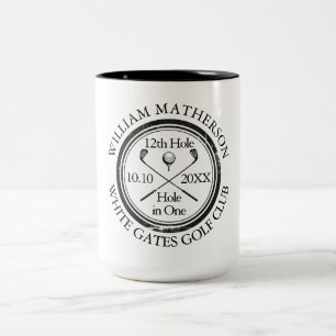 Personalised Hole in One Golf Two-Tone Coffee Mug