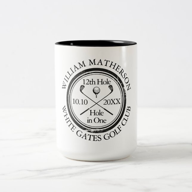 Personalised Hole in One Golf Two-Tone Coffee Mug (Center)