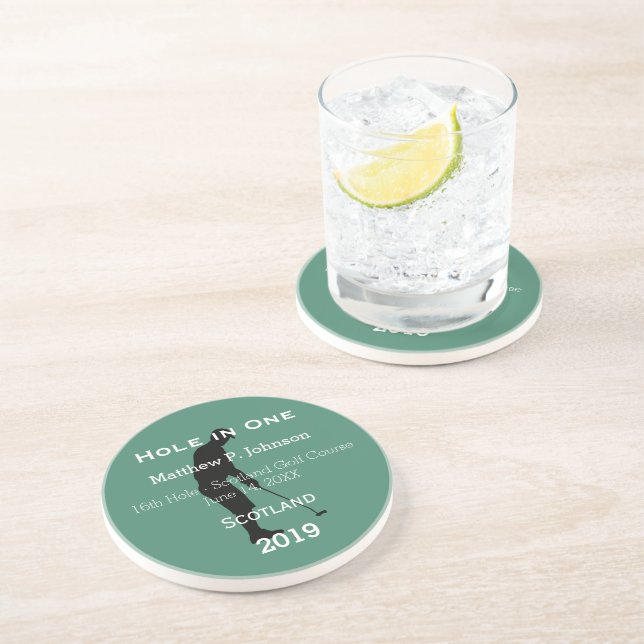 Personalised Hole In One Man Cave GOLFER'S Lodge Coaster (Side)