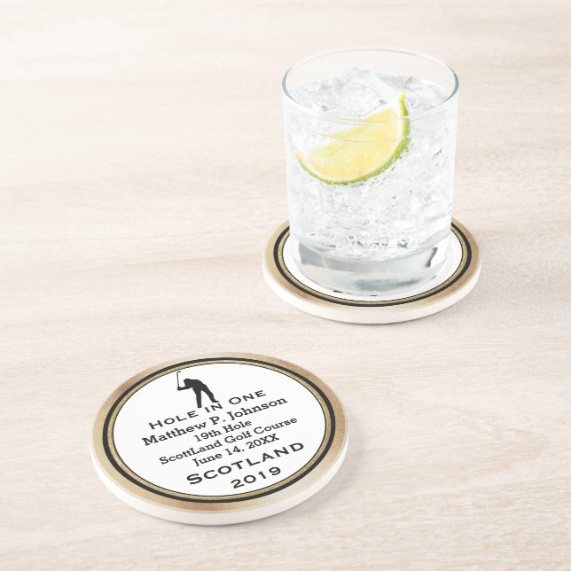 Personalised Hole In One Man Cave Lodge Coasters (Side)