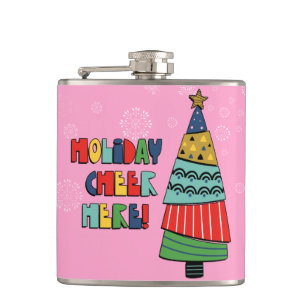Personalised Holiday Cheer Here Flask