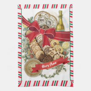 Personalised Holiday Chocolates & Cookies Tea Towel