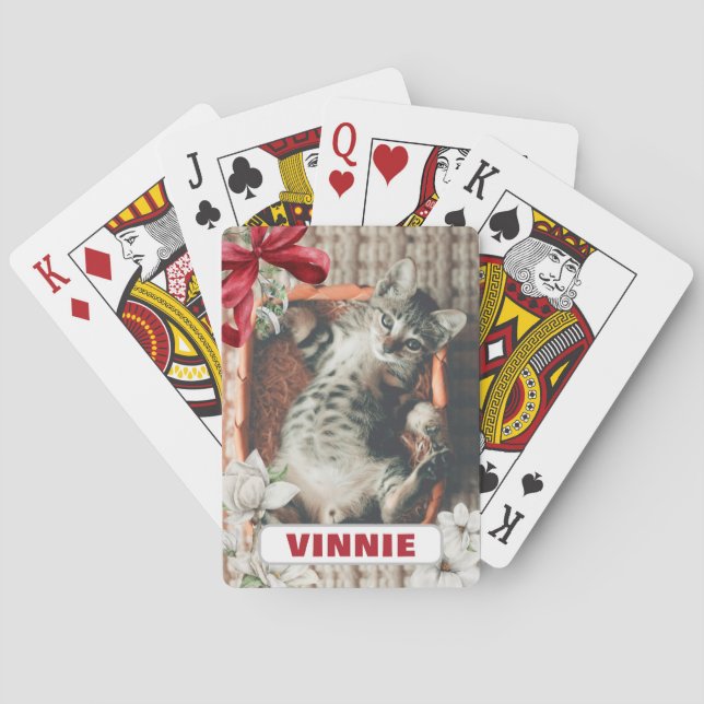 Personalised Holiday Custom Pet Photo Name Playing Cards (Back)