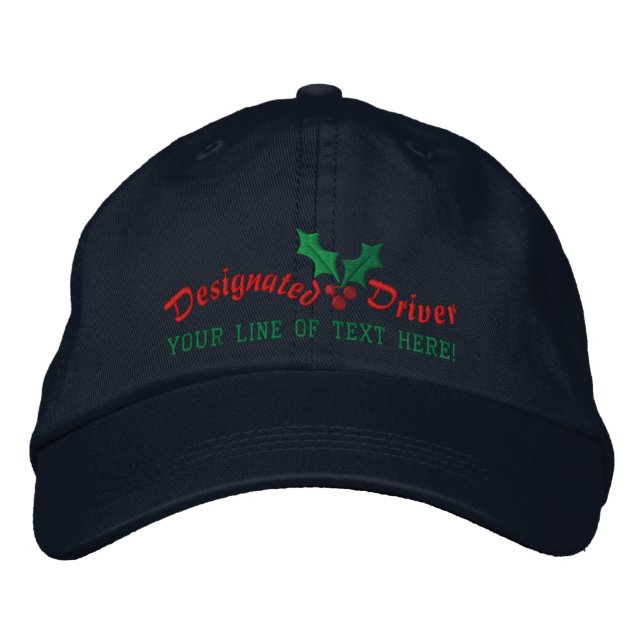 Personalised Holiday Designated Driver Embroidered Hat (Front)