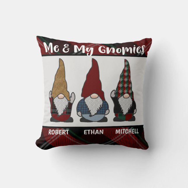 Personalised Holiday Gnomes Me and My Gnomies Cushion (Front)