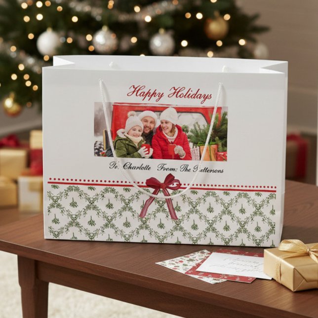 Personalised Holiday Photo Name Large Gift Bag (Creator Uploaded)