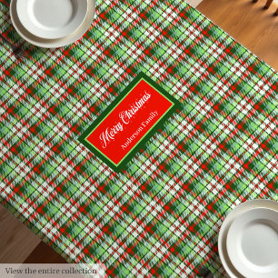 Personalised Holiday Tablecloth Elegant Red Green