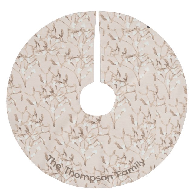 Personalised Holiday Tan Wispies Christmas Pattern Brushed Polyester Tree Skirt (Front)