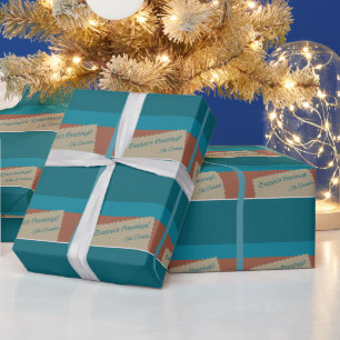 Personalised Holiday Wish on Earthy Tones and Blue Wrapping Paper