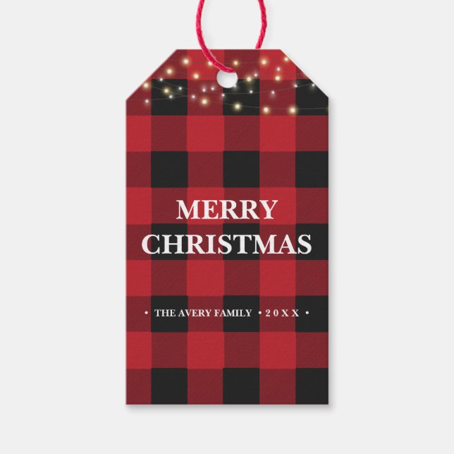 Personalised Holidays Plaid Gift Tags (Front)