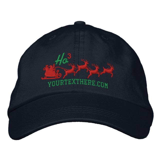 Personalised Holidays Santa Sleigh Ride Scene Embroidered Hat (Front)