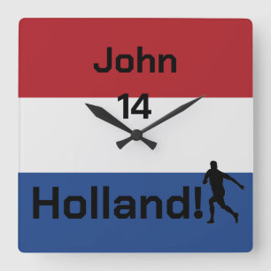 Personalised Holland Flag Football Decor Square Wall Clock