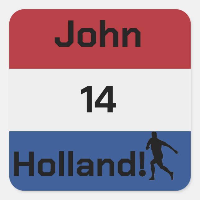Personalised Holland Flag Soccer Decal Square Sticker (Front)