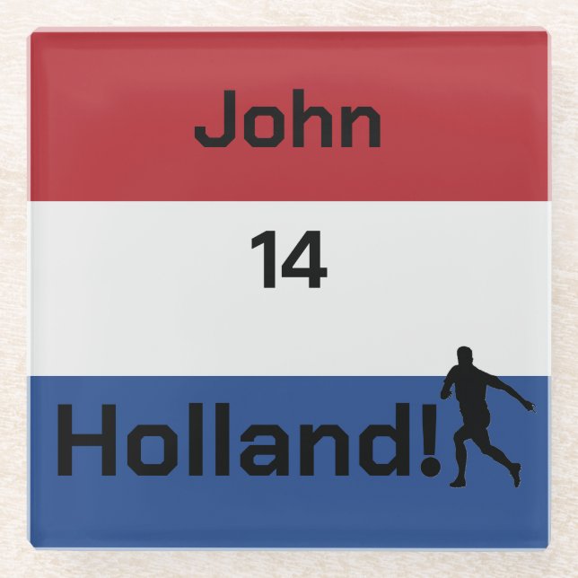 Personalised Holland Flag Soccer Pride Glass Coaster (Front)