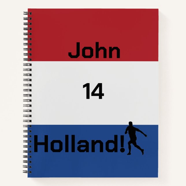 Personalised Holland Flag Soccer Pride Notebook (Front)