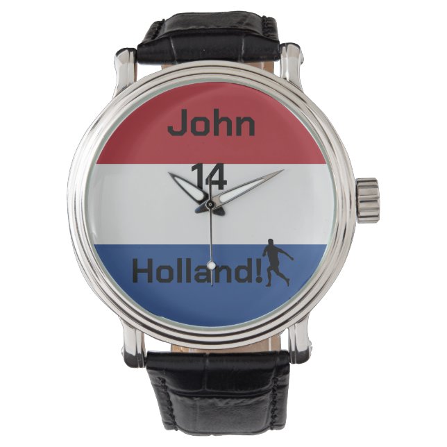 Personalised Holland Flag Soccer Pride   Watch (Front)