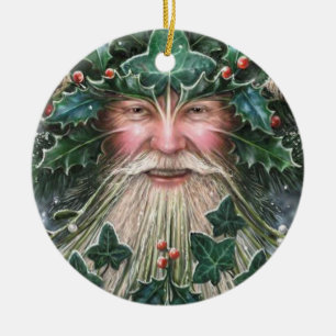 Personalised Holly King/Yuletide Ceramic Ornament