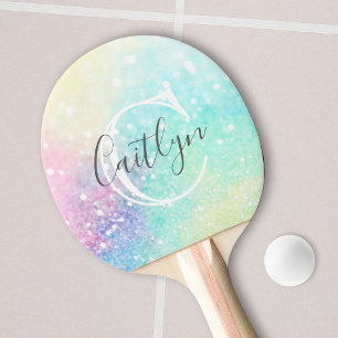 Personalised Holographic Glitter Monogram Ping Pong Paddle