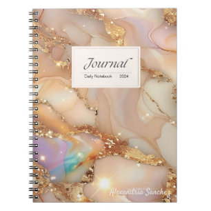 Personalised Holographic Resin Alcohol Ink Spiral Notebook