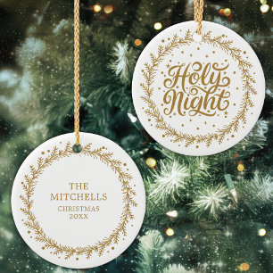 Personalised Holy Night Gold Script Keepsake Ceramic Ornament