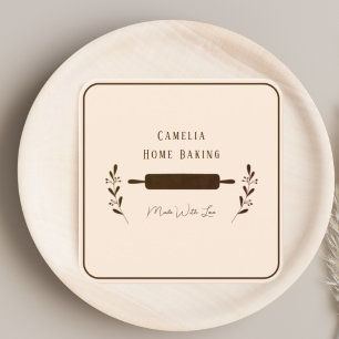 Personalised Home Bakery Chef Minimalist Brown   Square Business Card