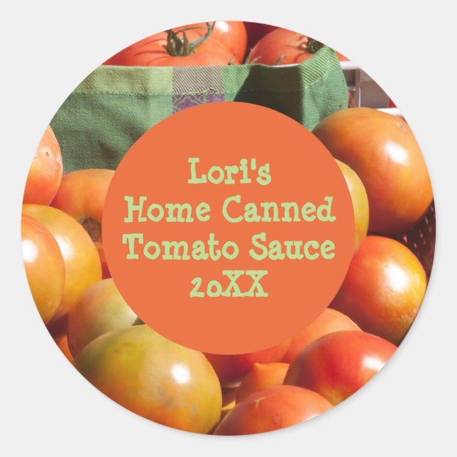 Personalised Home-Canned Tomato Product Template Classic Round Sticker (Front)