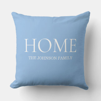 Personalised Home Family Light Blue Throw Pillow