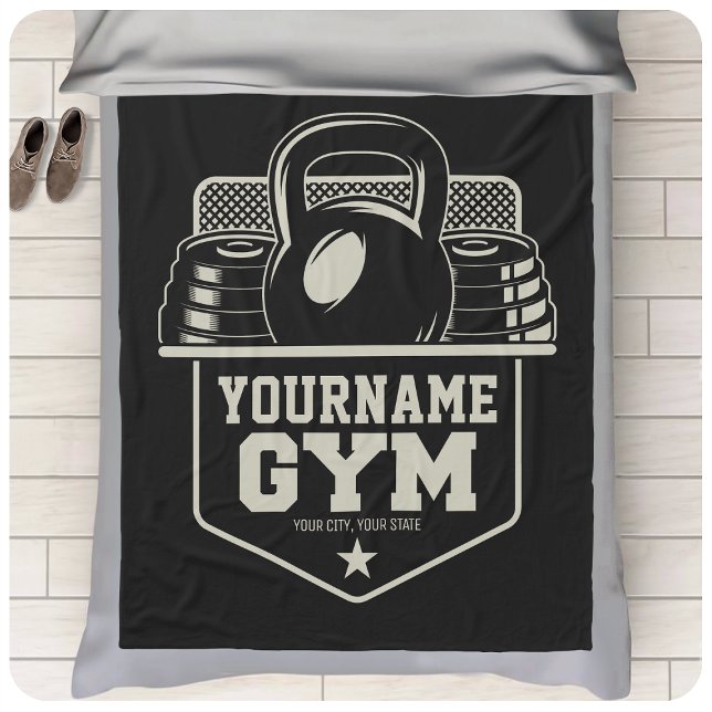Personalised Home GYM Kettlebell Fitness Trainer  Fleece Blanket (Creator Uploaded)