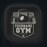 Personalised Home GYM Kettlebell Fitness Trainer  Paper Plate<br><div class="desc">Personalised Home GYM Kettlebell Fitness Trainer Weight Lifting design - Customise with your Name or Custom Text!</div>