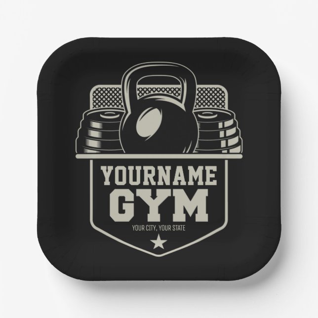Personalised Home GYM Kettlebell Fitness Trainer  Paper Plate (Front)