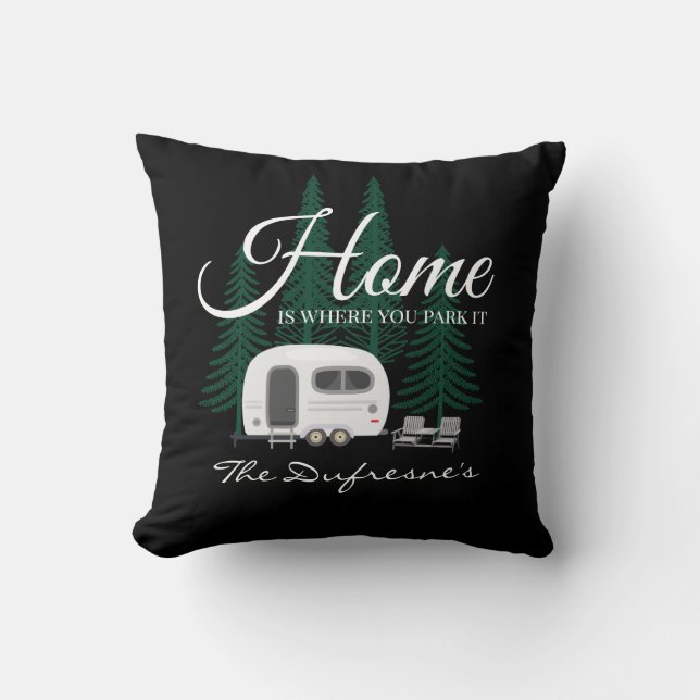 Personalised "Home Is Where You Park It"   Cushion (Front)
