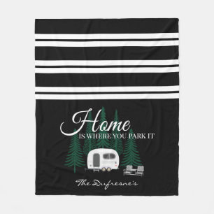 Personalised "Home Is Where You Park It"  Fleece Blanket